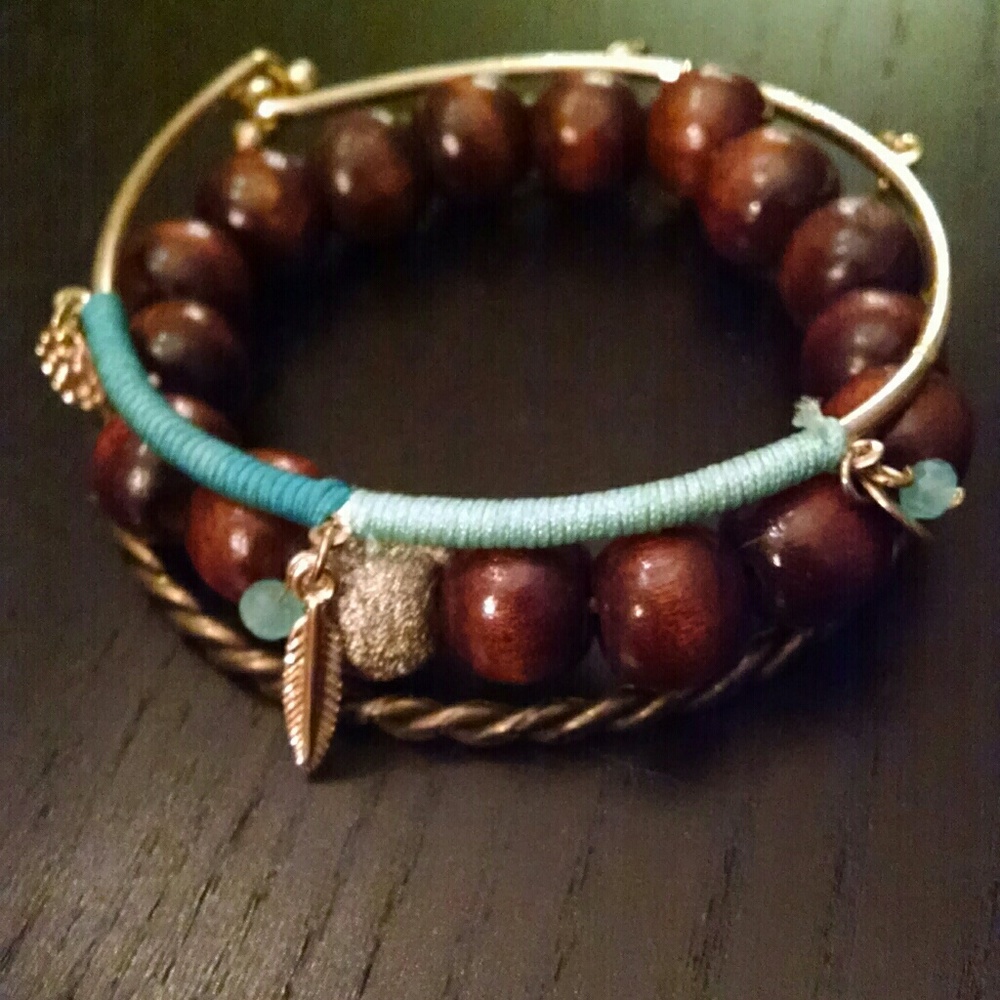 3 Bracelets - Iron, Gold tone, beaded